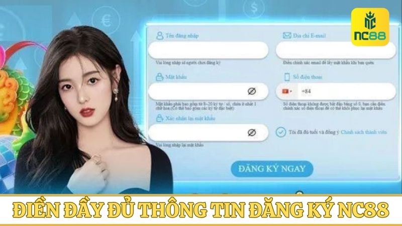 Điền form thông tin đăng ký tài khoản chính xác